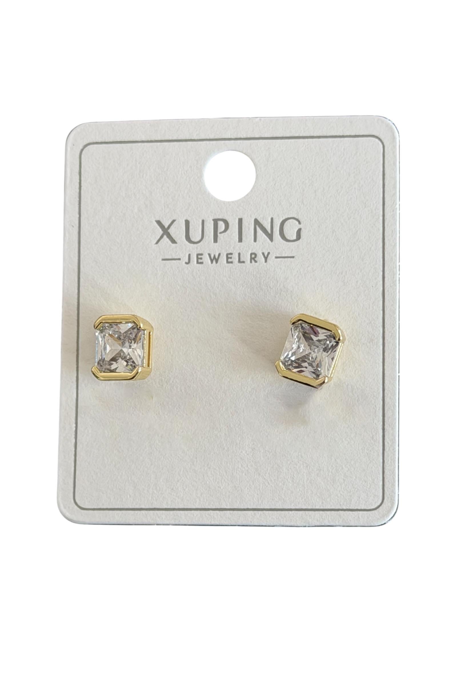 Altın Kare Taşlı Xuping Küpe (Çift)