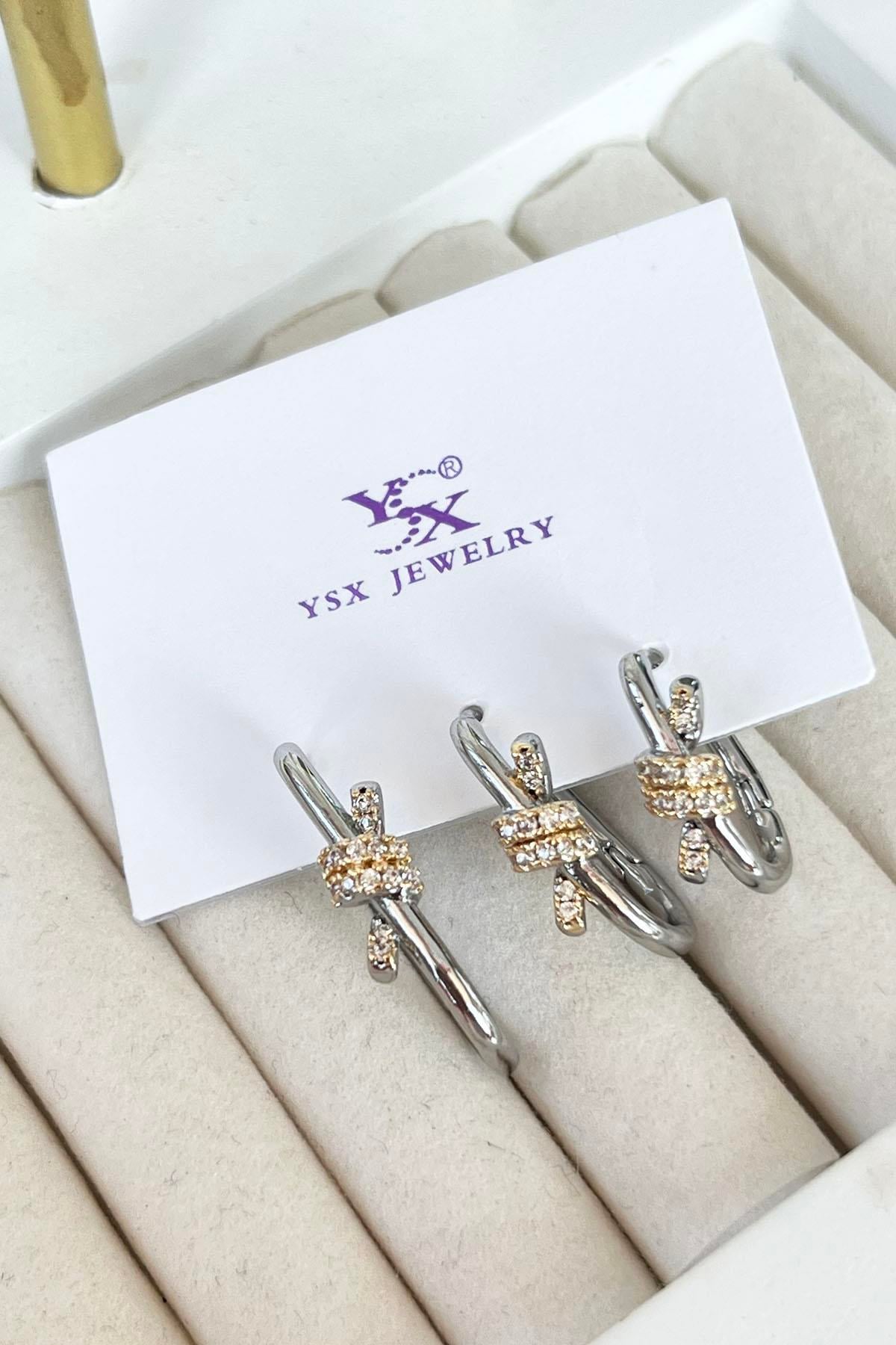 Gümüş VIP 3'lü YSX Küpe Set