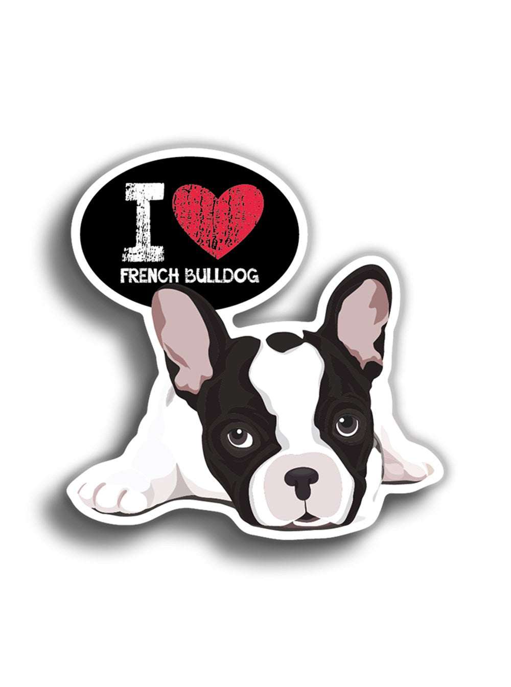 I Love French Bulldog 10x9 cm Sticker