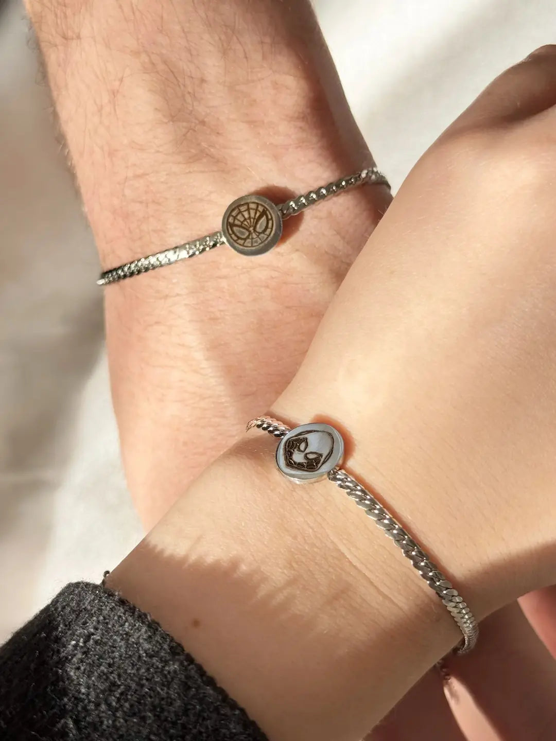 316L Çelik Spider Man & Gwen Stacy Çift Bileklik