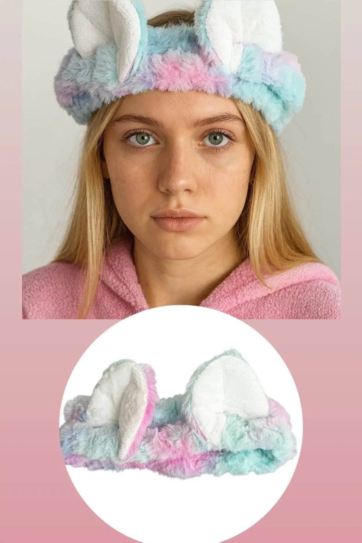 Turkuaz Kulaklı Peluş Saç Bandı