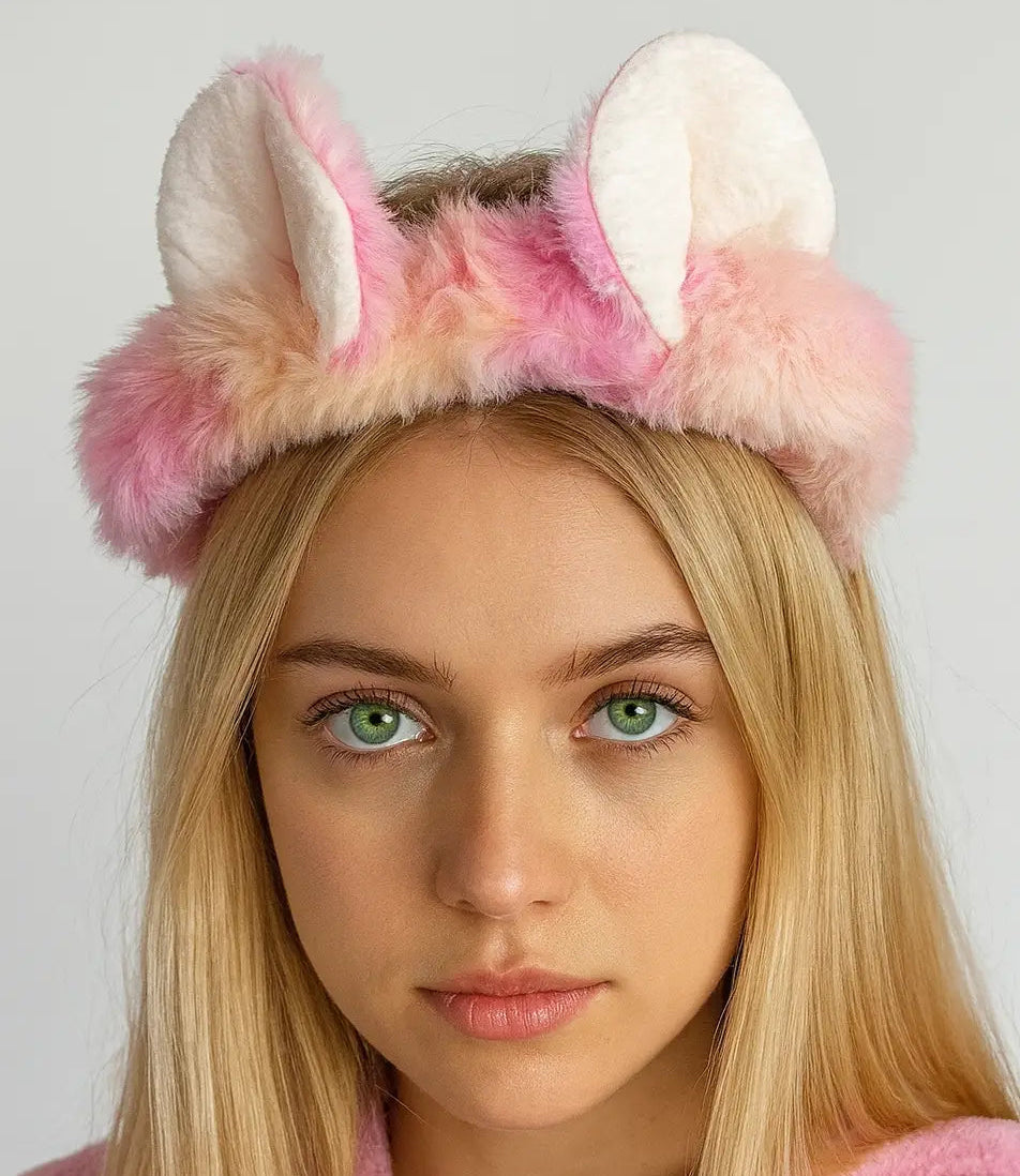 Kulaklı Renkli Peluş Saç Bandı