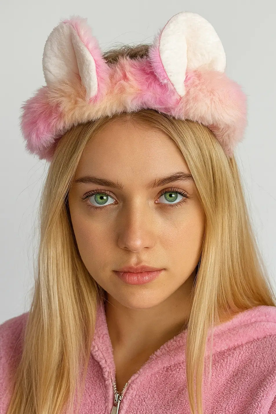 Kulaklı Renkli Peluş Saç Bandı