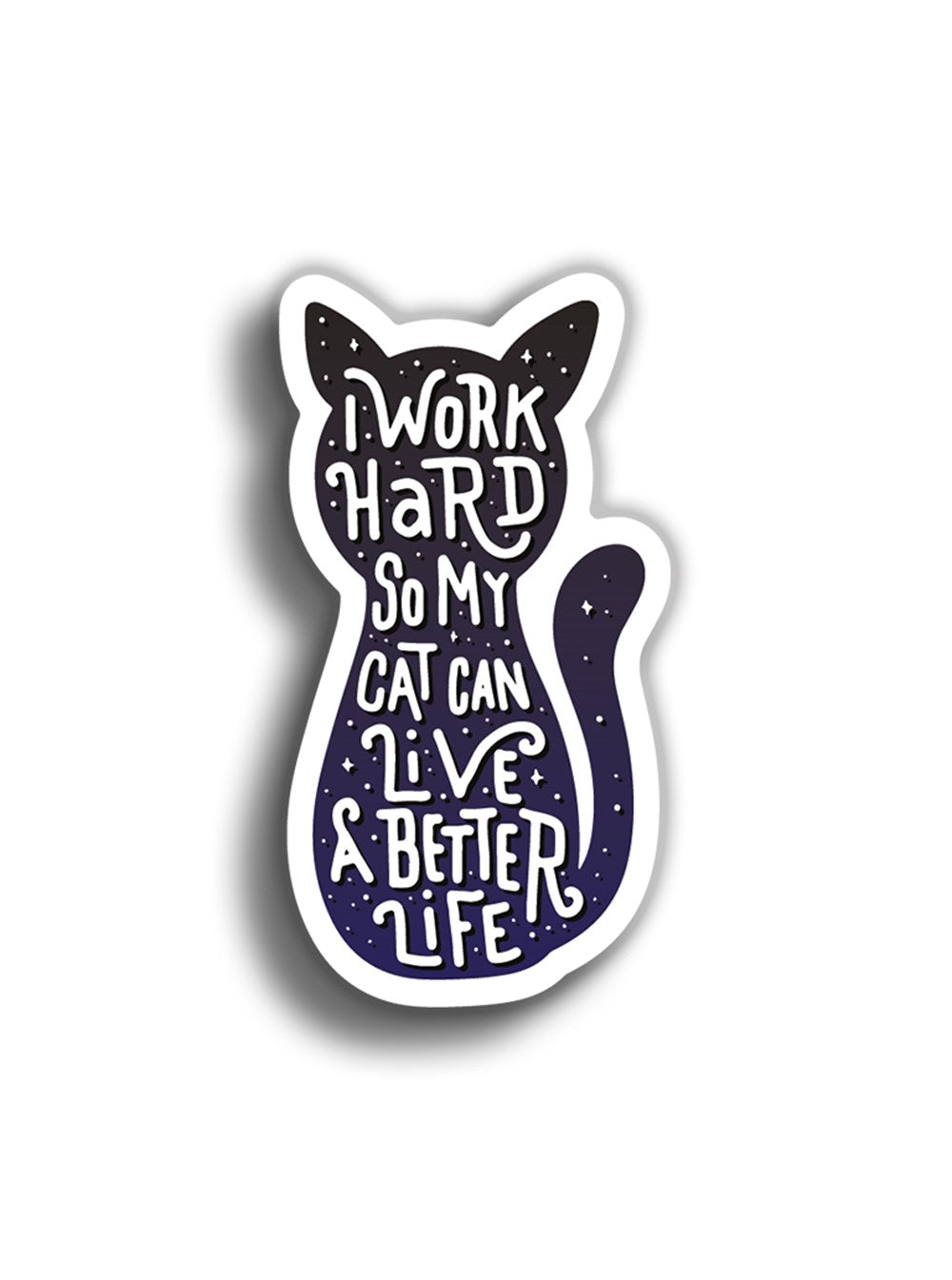 Kedi Work Hard 10x5 cm Sticker