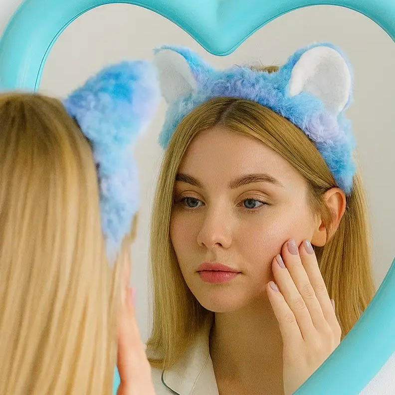 Mavi Kulaklı Peluş Saç Bandı