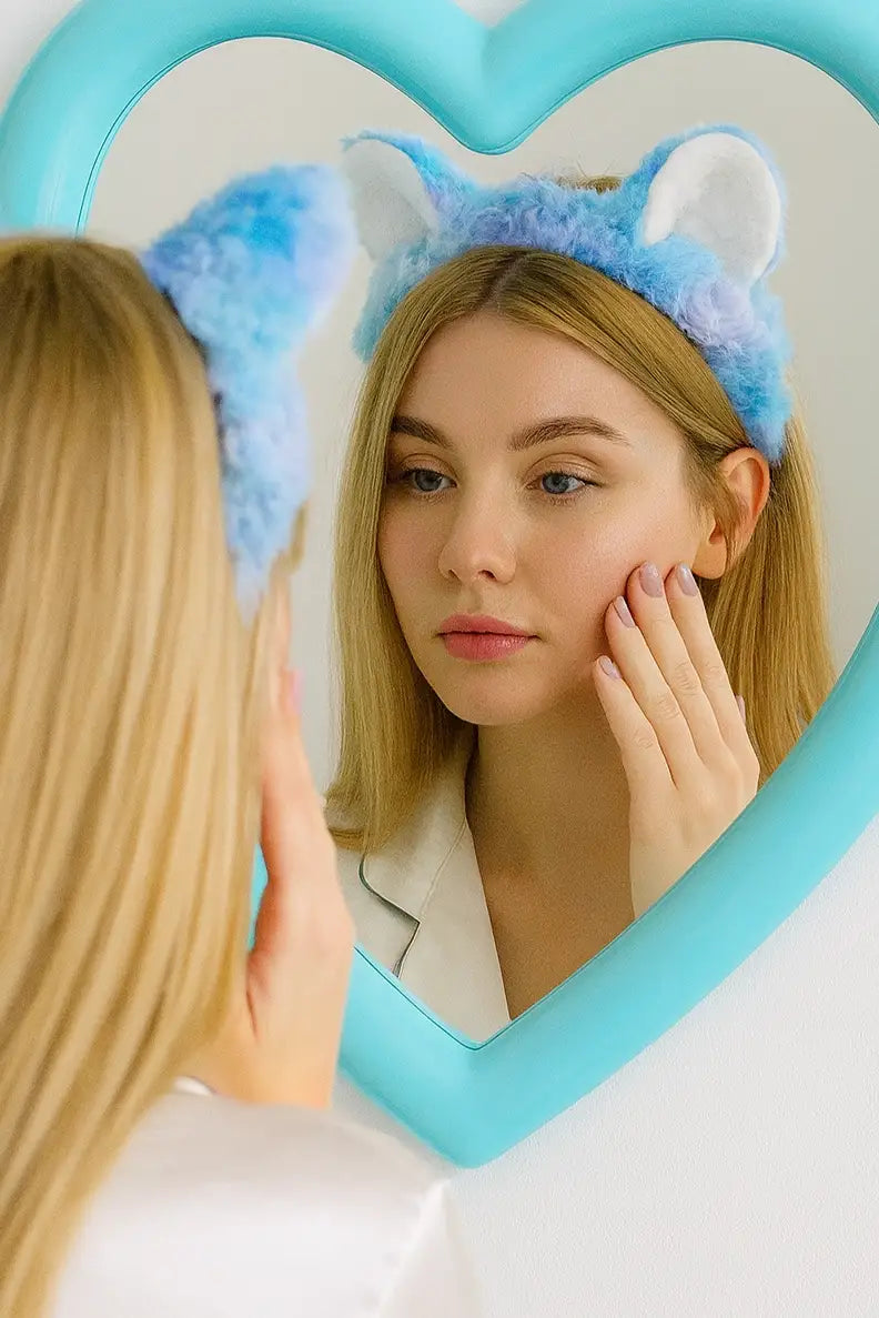 Mavi Kulaklı Peluş Saç Bandı