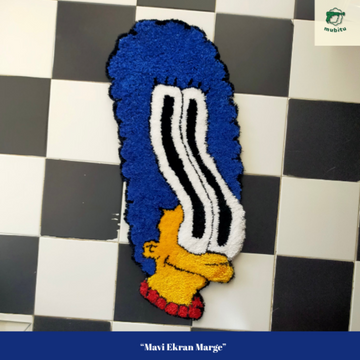 “Mavi Ekran Marge” El Yapımı Tufting Halı