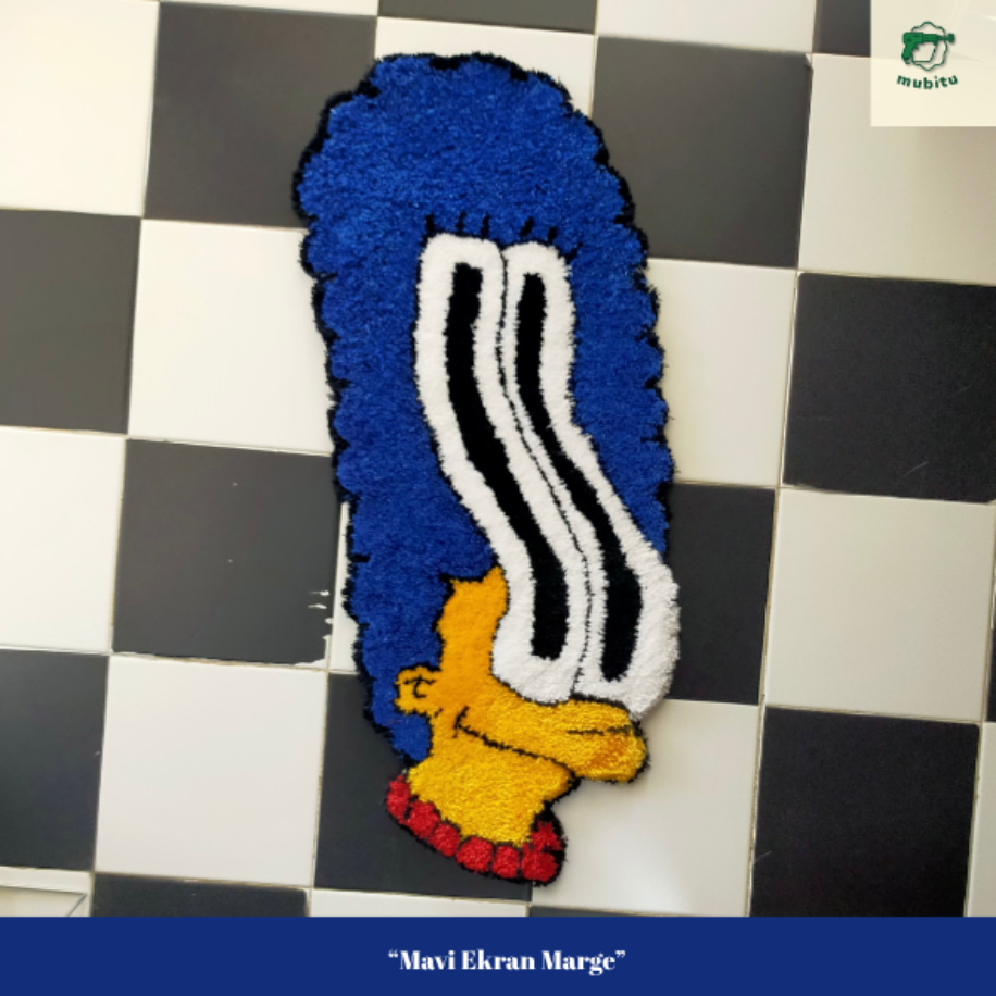 “Mavi Ekran Marge” El Yapımı Tufting Halı