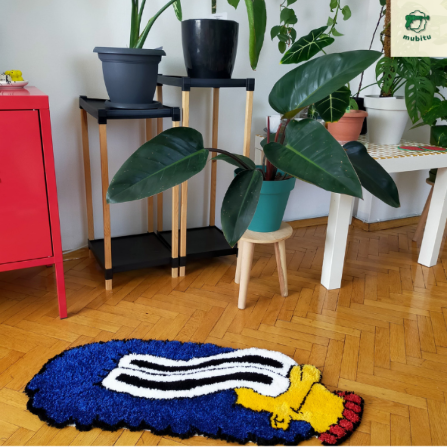 “Mavi Ekran Marge” El Yapımı Tufting Halı