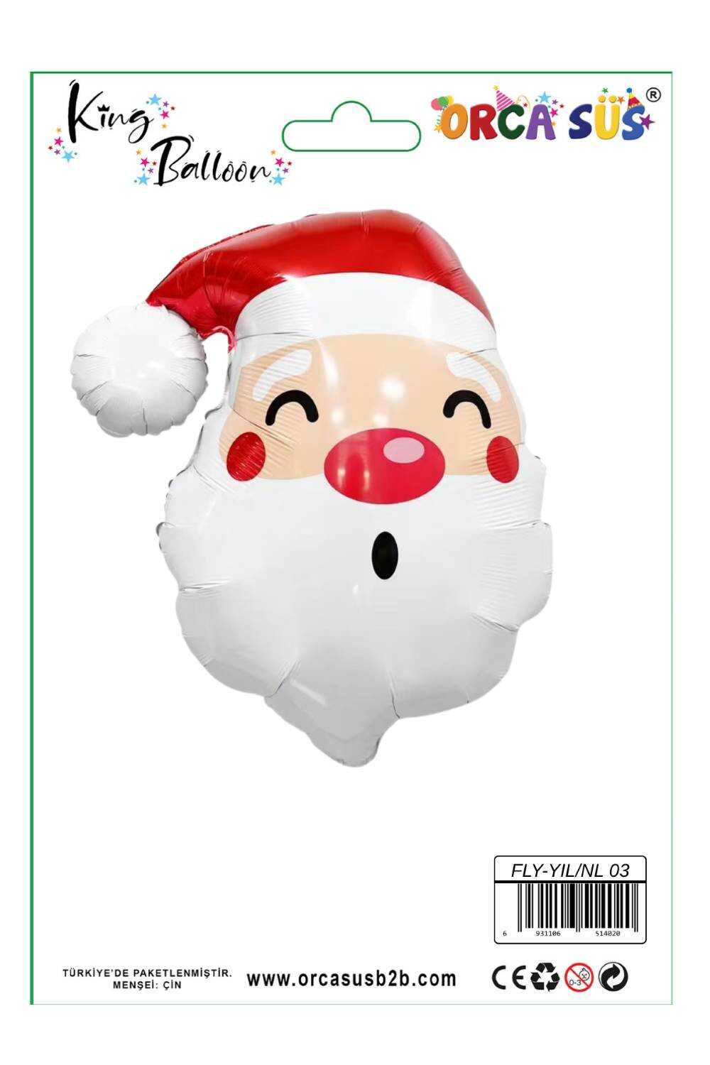 Yılbaşı Folyo Balon Noel Kafa 90x78 cm