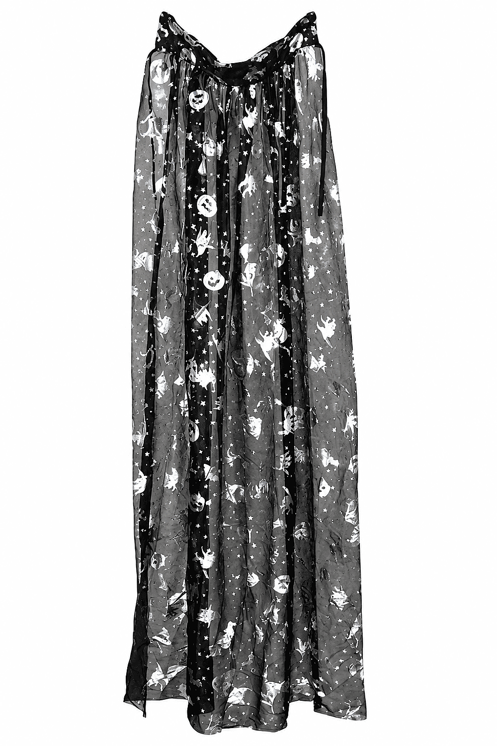 Halloween Desenli Pelerin 140 cm Gümüş