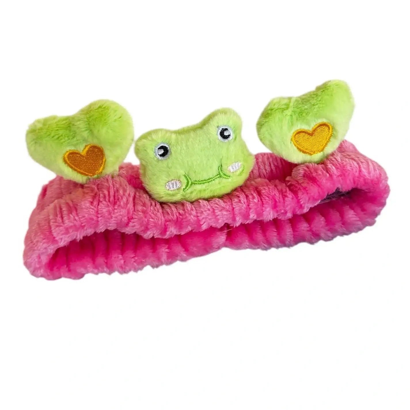 Pembe Ve Yeşil Kurbağa Figürlü Peluş Saç Bandı