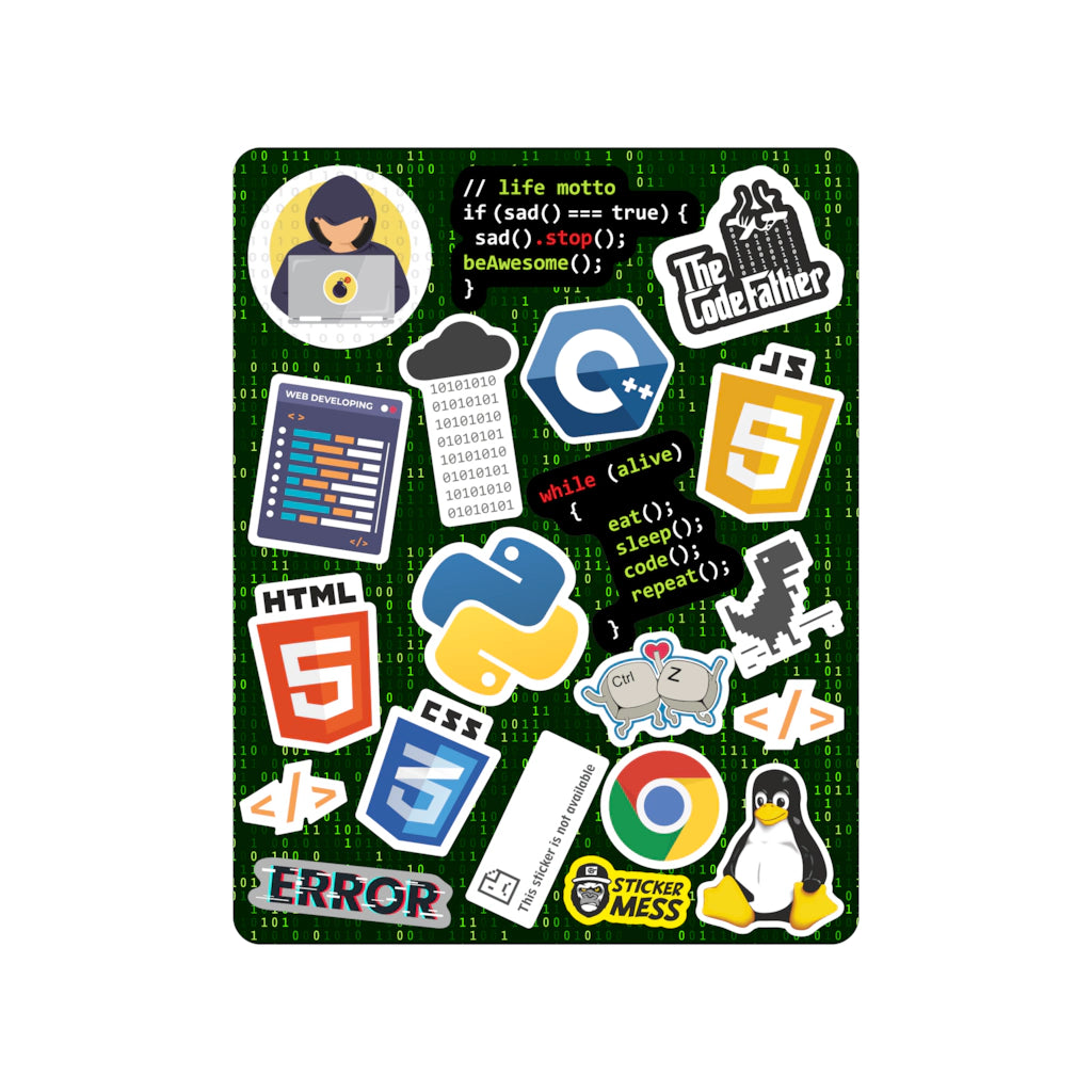 Programmer Yazılımcı Sticker Seti 14x18cm