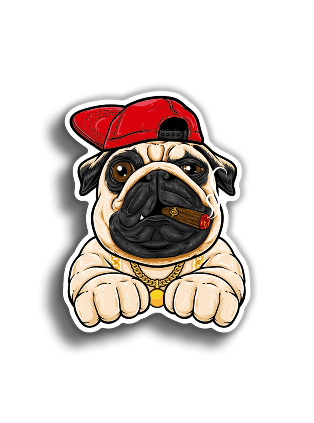 Şapkalı Pug 11x8 cm Sticker