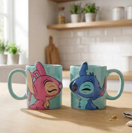 Stitch Ve Angel Çift Seramik Kupa Seti