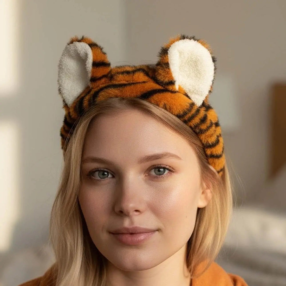 Turuncu Kulaklı Peluş Saç Bandı