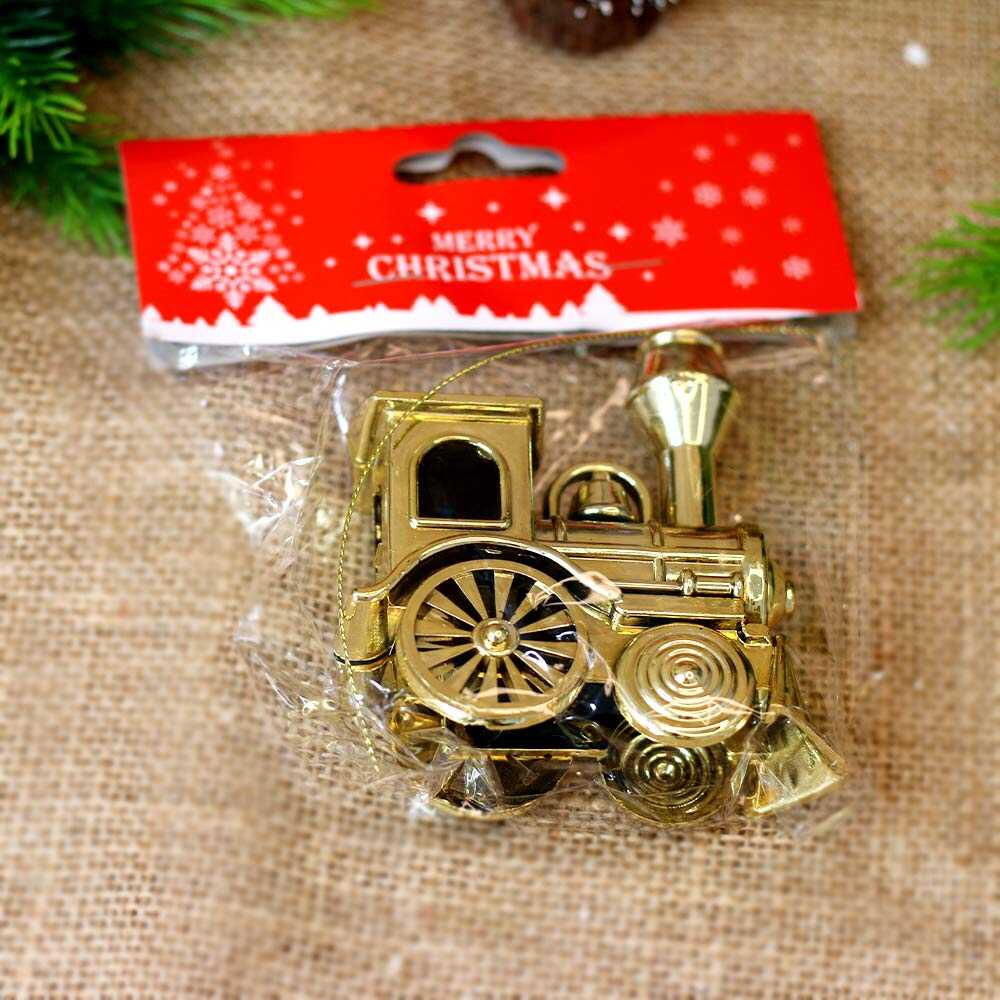 Metalik Altın Ağaç Süsü Tren 8x9 cm Yılbaşı