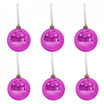 Fuşya Top 5 Cm 6Lı Süs Yılbaşı