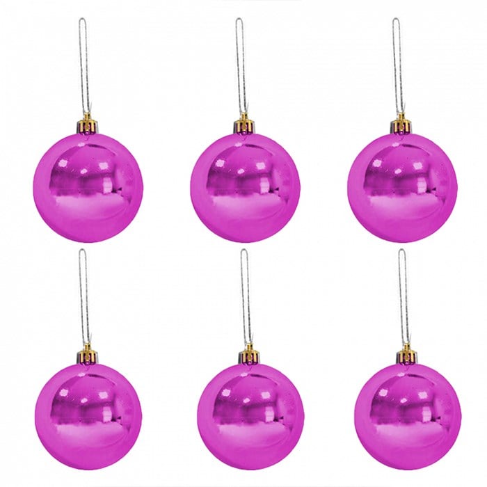 Fuşya Top 5 Cm 6Lı Süs Yılbaşı