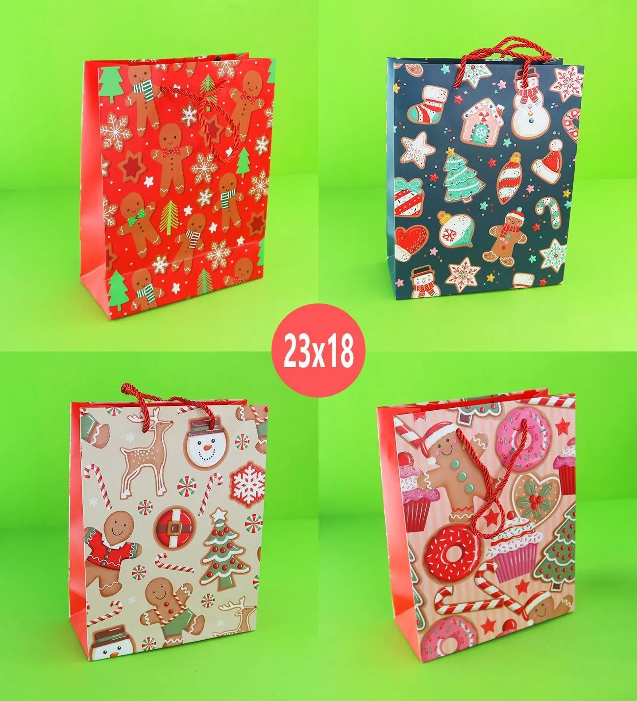 Yılbaşı Desenli Hediye Çantası 26,5x19x12 cm