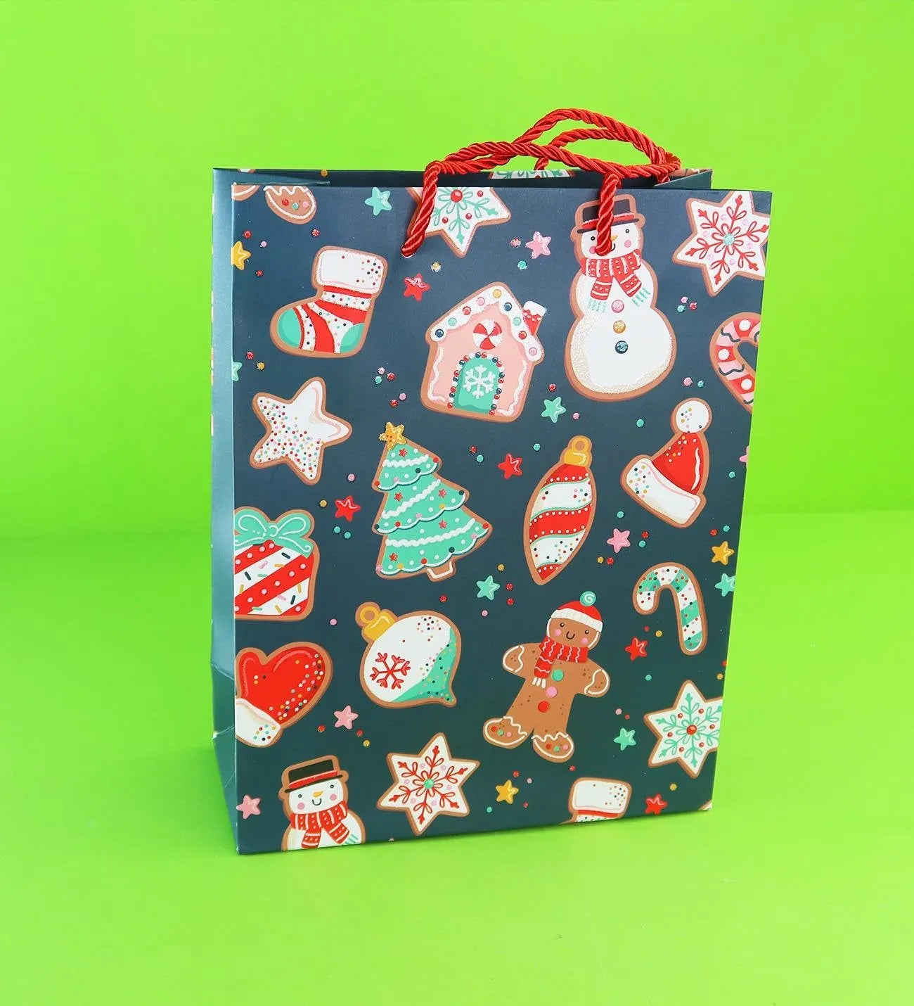 Yılbaşı Desenli Hediye Çantası 26,5x19x12 cm