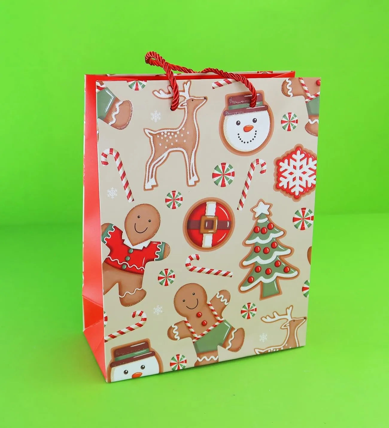 Yılbaşı Desenli Hediye Çantası 26,5x19x12 cm