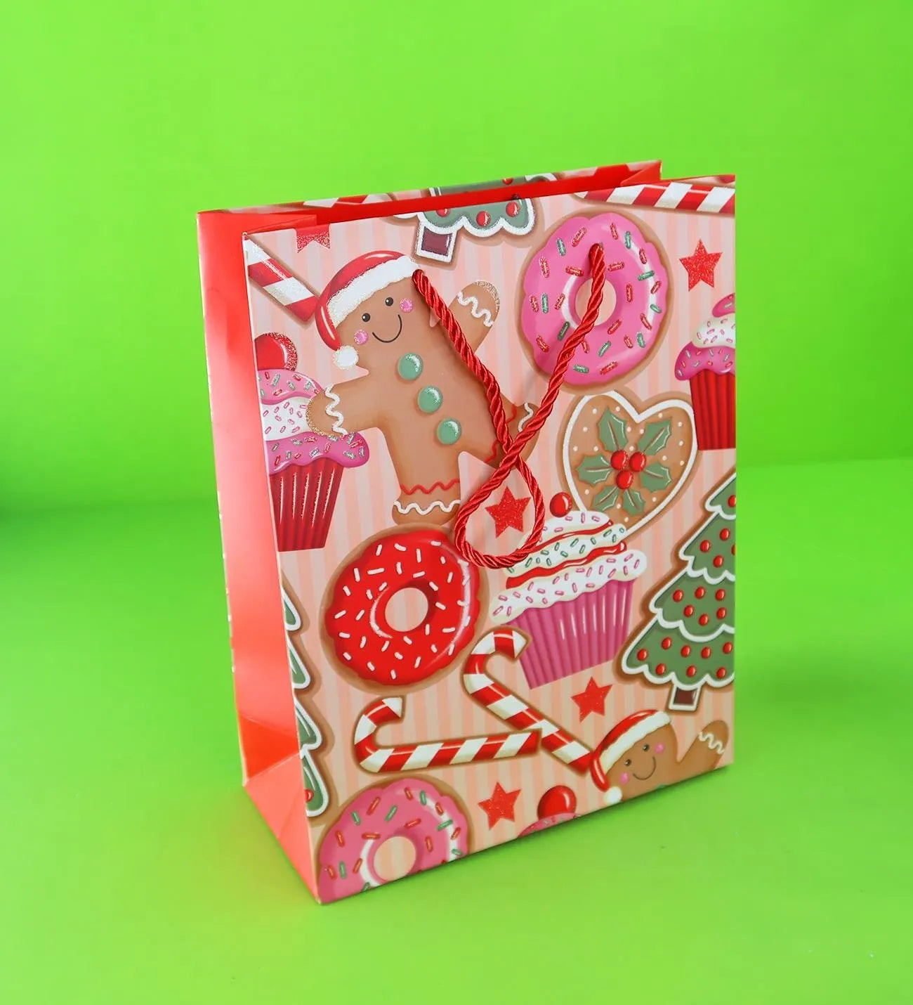 Yılbaşı Desenli Hediye Çantası 26,5x19x12 cm