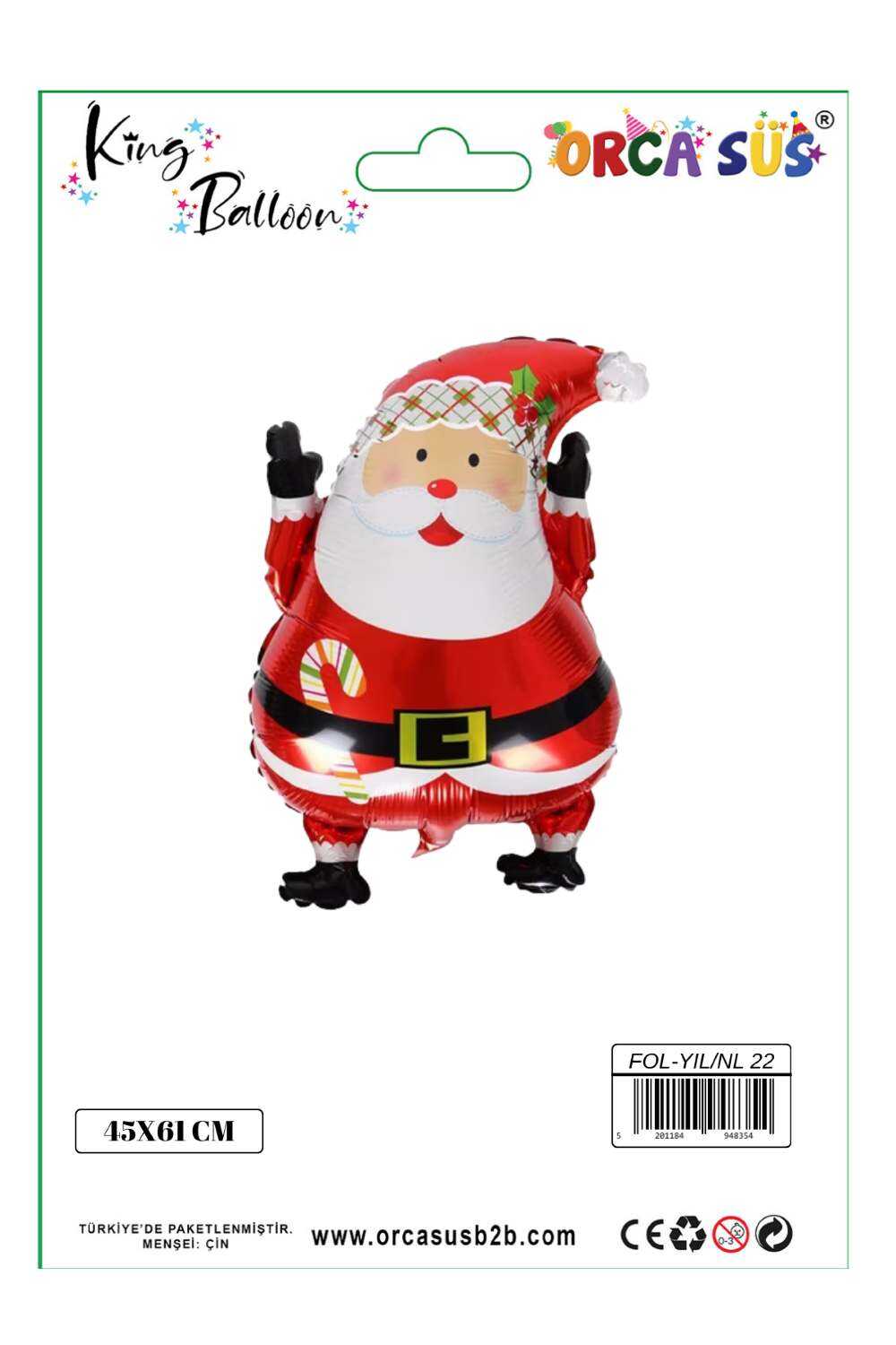 Yılbaşı Folyo Balon Noel Baba 45x61 cm