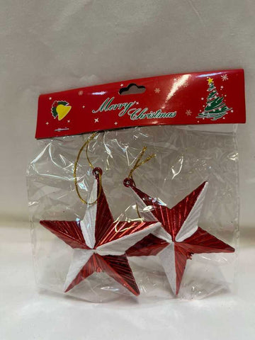 Yılbaşı Kırmızı Yıldız 2'li Ağaç Süsü