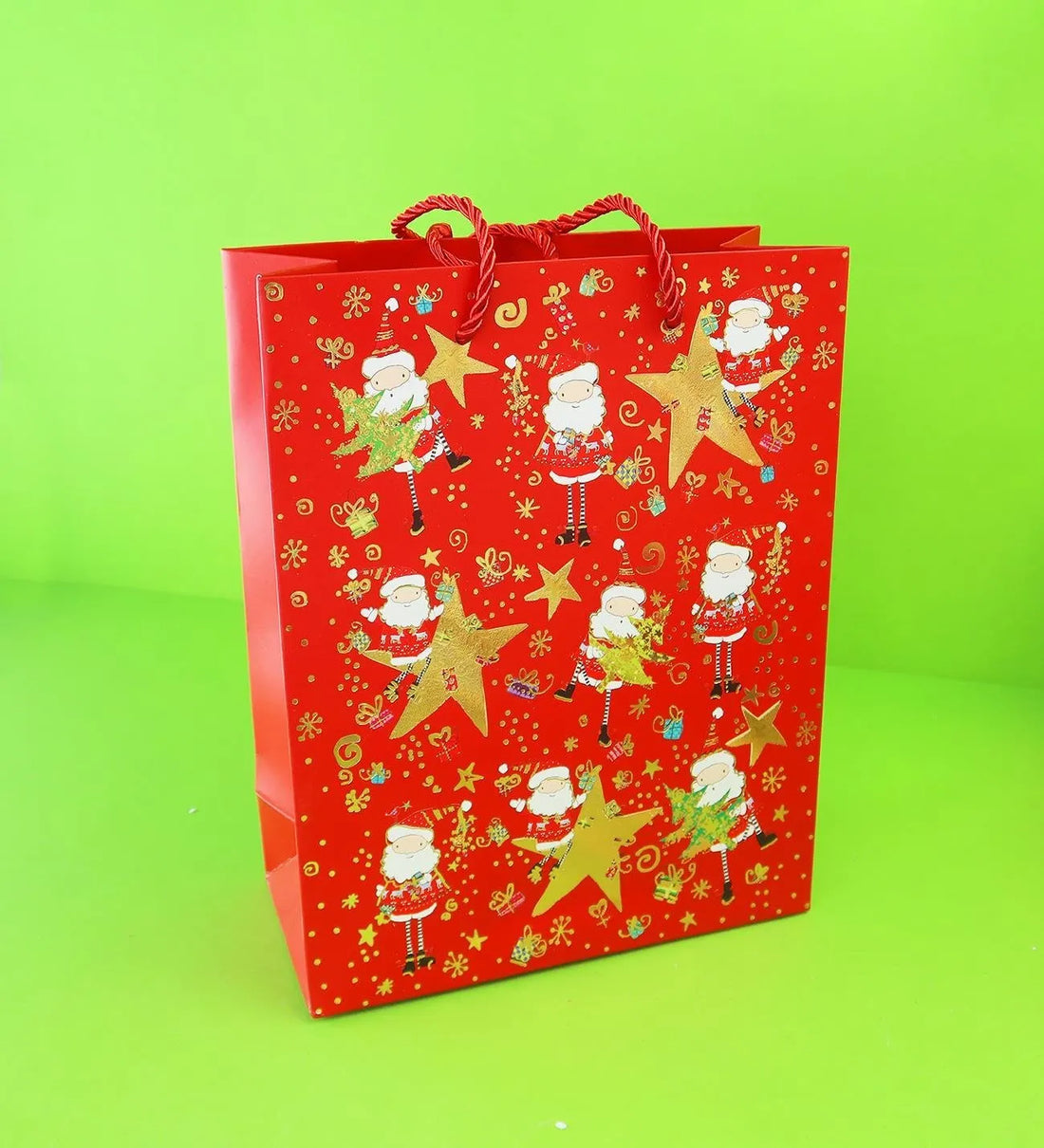 Yılbaşı Yıldızlı Karton Çanta 23x18x8 Cm
