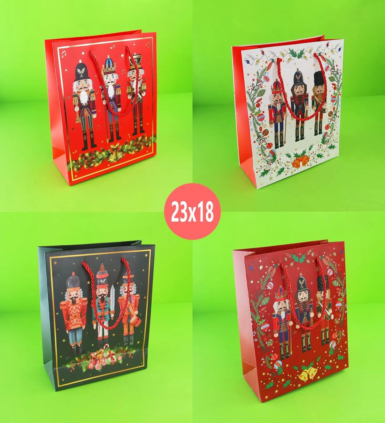 Yılbaşı Yıldızlı Karton Çanta 23x18x8 Cm