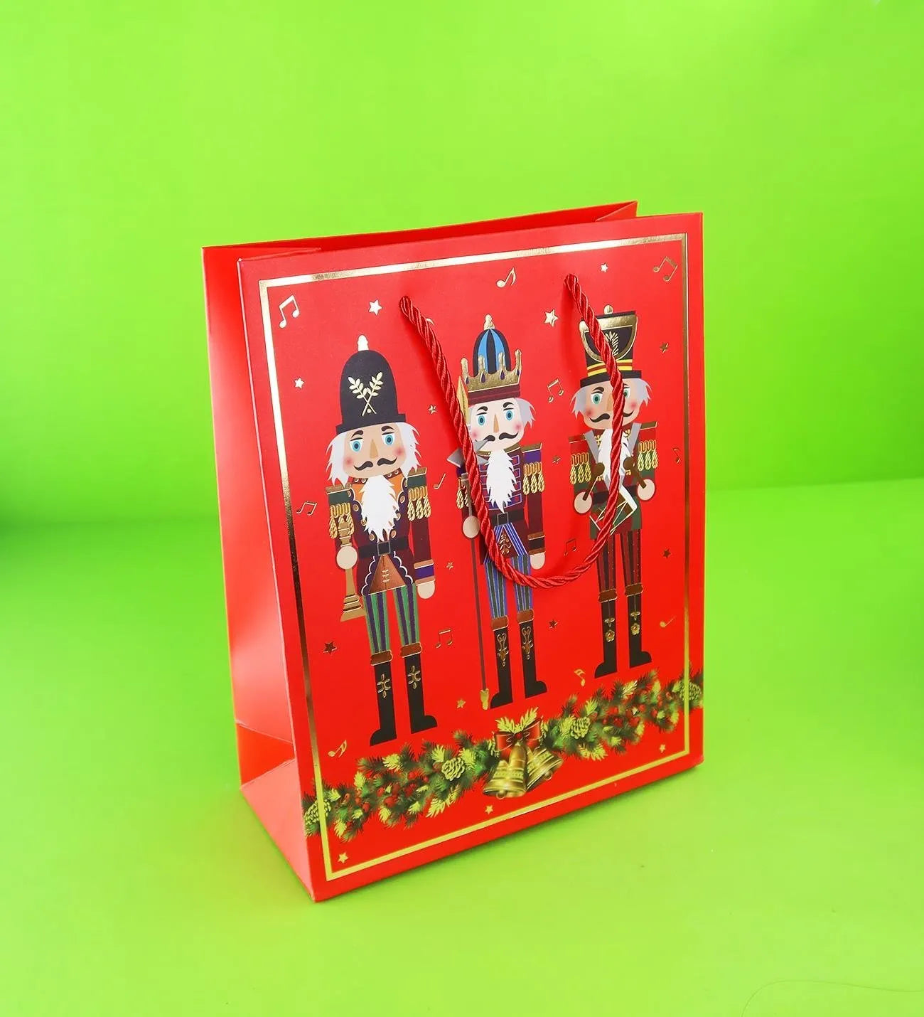 Yılbaşı Yıldızlı Karton Çanta 23x18x8 Cm