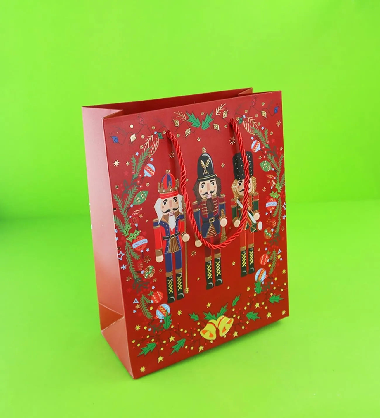 Yılbaşı Yıldızlı Karton Çanta 23x18x8 Cm